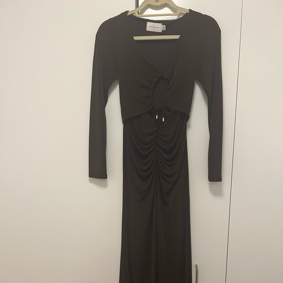 Significant Other Cut Out Brown Shiny Dress - Picture 5 of 7